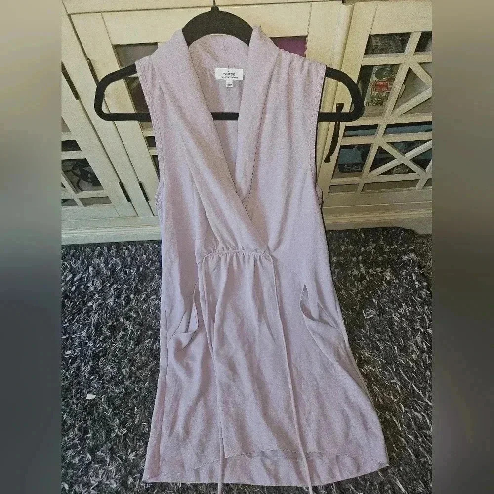 Wilfred Lilac Sleeveless Wrap-Front Mini Dress
